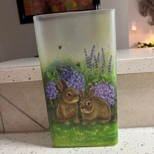 Frosted Painted Bunny Vase